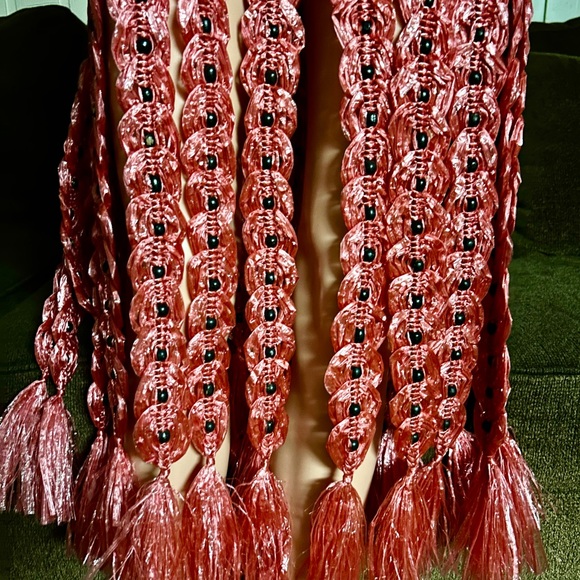 Handmade • Waist: 40-60” (Adjustable) • Pink Plastic Crochet W/ Black Bead Skirt - Picture 7 of 13